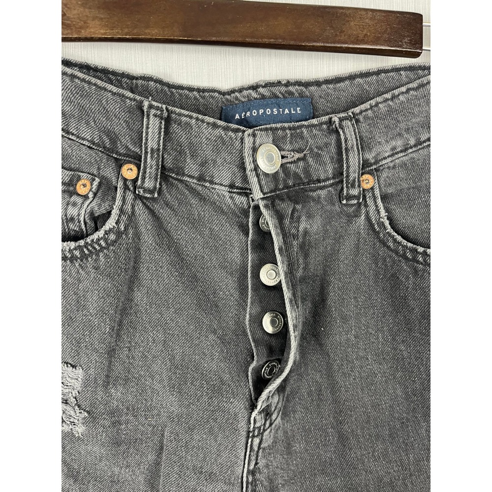 Aeropostale 90s Baggy Jeans Womens 4 Gray Button Fly Distressed Grunge Denim - Picture 4 of 11